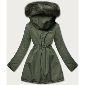 Teplá dámská oboustranná zimní bunda v khaki barvě (W610BIG) zielony 46
