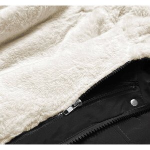 Černo/ecru/hnědá teplá dámská zimní bunda (W629BIG) černá 46