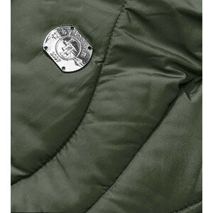 Dámská zimní bunda v olivové barvě ke kolenům (M-21601) khaki M (38)