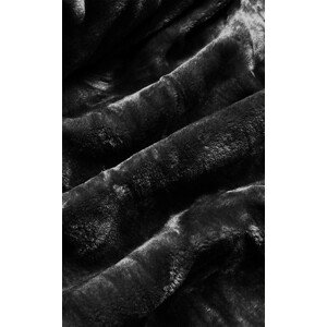Černá dámská zimní bunda s mechovitým kožíškem (B537-1) černá M (38)
