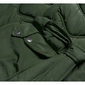 Tmavě zelená rozšířená dámská zimní bunda (AG2-J81) zielony L (40)