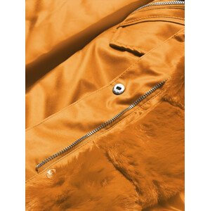 Oranžová dámská bunda parka s kožešinou (5M762-254) oranžová S (36)