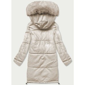 Béžová dámská zimní bunda z ekologické kůže (TY038-3) béžová XXL (44)