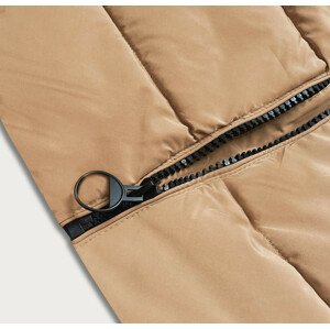 Dámská zimní bunda v pískové barvě s kapucí (2M-21003) Béžová S (36)