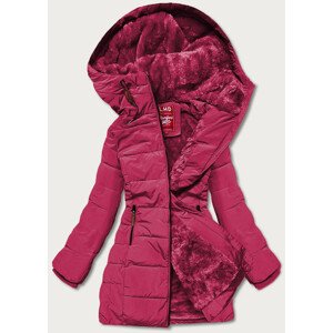 Tmavě červená dámská zimní bunda s kapucí (2M-21003) Červená S (36)