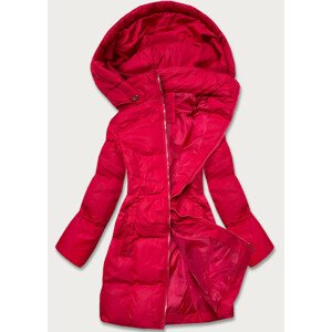 Červená dámská zimní bunda s kapucí (5M722-270) Červená L (40)