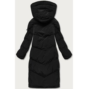 Dlouhá černá dámská zimní bunda s kožešinovou podšívkou (2M-011) černá S (36)
