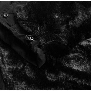 Černá dámská zimní bunda s kožešinovou podšívkou (W635) černá L (40)
