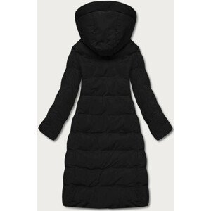 Dlouhá černá dámská zimní bunda s kožešinovou podšívkou (2M-025) černá M (38)