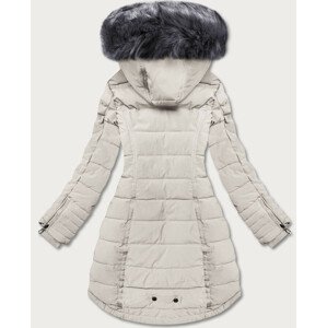 Světle béžová asymetrická dámská zimní bunda (M-21301) Béžová XL (42)