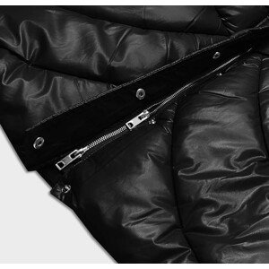 Volná černá dámská zimní bunda z ekologické kůže (AG2-J90) černá 46