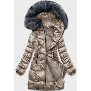 Béžová dámská metalická zimní bunda (B8072-12) Béžová S (36)