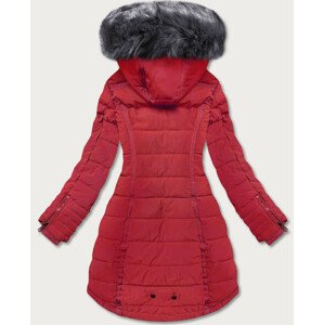 Tmavě červená asymetrická dámská zimní bunda (M-21301) Červená XXL (44)