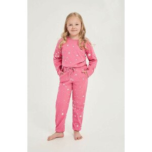 Zateplené dívčí pyžamo Erika růžové s hvězdičkami růžová 104