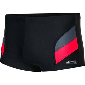AQUA SPEED Plavecké šortky Aron Black/Red/Grey Pattern 16 XXXL