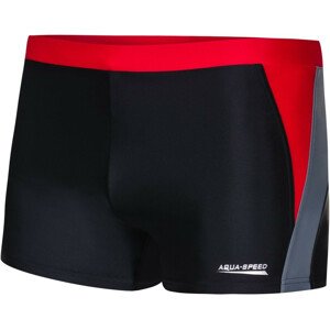 AQUA SPEED Plavecké šortky Dario Black/Red/Grey Pattern 16 XXXL