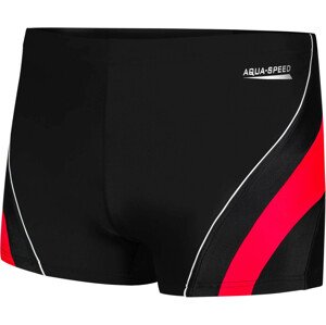 AQUA SPEED Plavecké šortky Dennis Black/Red Pattern 16 XL
