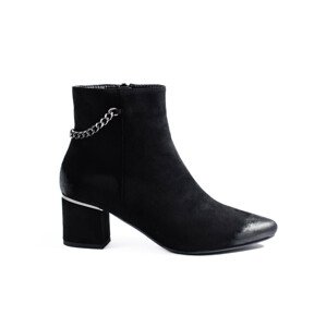 Zajímavé  kotníčkové boty dámské černé na širokém podpatku  39