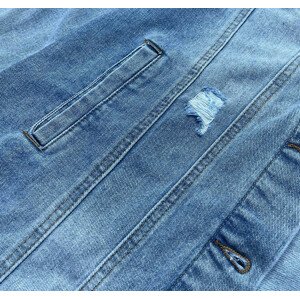 Světle modrá dlouhá džínová bunda (POP7021-LK) - P.O.P.SEVEN modrá jean XL