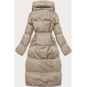 Béžová dámská zimní přeložená obálková bunda (5M737-62) Béžová M (38)