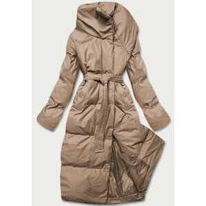 Béžová dámská zimní přeložená obálková bunda (5M737-84) Béžová L (40)