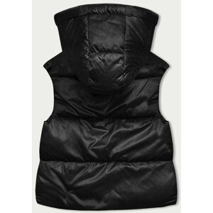 Krátká černá dámská vesta s kapucí (B8156-1) černá M (38)