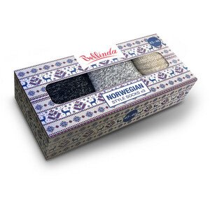 Dárková krabička zimních ponožek 3 páry NORWEGIAN STYLE SOCKS BOX - BELLINDA - světle modrá 35 - 38