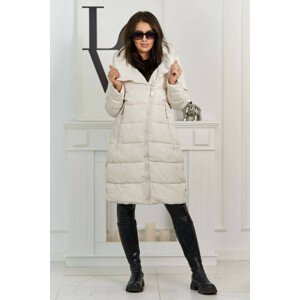Prošívaná zimní bunda s kapucí béžový XL