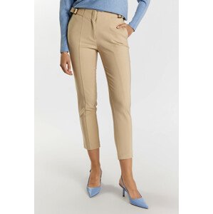 Kalhoty Monnari Látkové kalhoty s ozdobnými přezkami Béžová barva 36