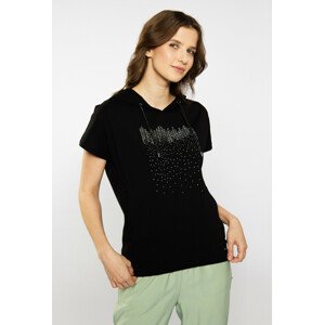 Monnari Trička Dámské tričko s kamínkovým vzorem Černá XL