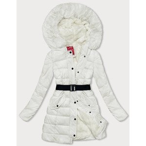 Péřová dámská zimní bunda v ecru barvě (2M-007) ecru L (40)
