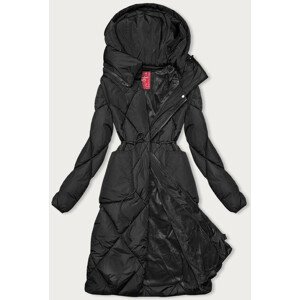 Černá zimní bunda s límcem (LHD-23021) odcienie czerni XS (34)