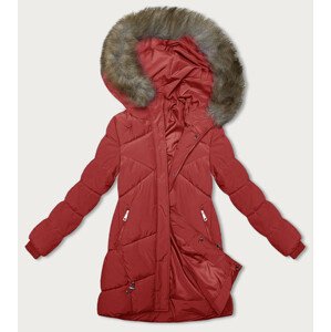 Červená zimní bunda s kapucí (LHD-23015) odcienie czerwieni XXL (44)