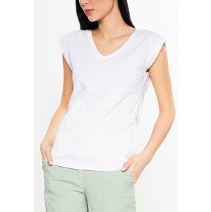 Monnari Trička Dámské tričko s květinovým vzorem Bílá XL