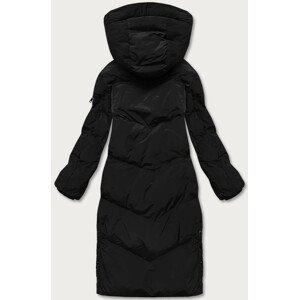 Dlouhá černá dámská zimní bunda s kožešinovou podšívkou (2M-011) černá M (38)
