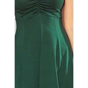 Rozšířené dámské šaty v lahvově zelené barvě s dekoltem model 7248170 M