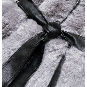 Černá dámská bunda z ekologické kůže a kožešiny (FK-027) černá XL (42)