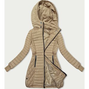 Dámská bunda v pískové barvě s kapucí pro přechodné období (2M-017) Béžová S (36)