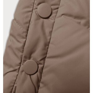 Tmavě béžová dámská zimní bunda s ozdobným lemováním (3021) Béžová L (40)