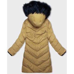 Žlutá dámská zimní bunda s kapucí (5M732-254) Žlutá XL (42)