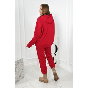 Izolovaná bavlněná souprava, mikina s vyšívacími + kalhotami červený UNI