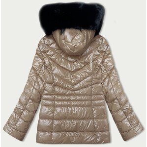 Béžová dámská prošívaná zimní bunda (V775) Béžová L (40)