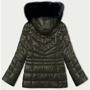 Prošívaná dámská zimní bunda v khaki barvě (V776G) odcienie zieleni 3XL
