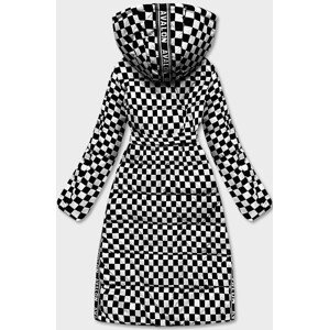 Černo-bílá dámská károvaná bunda pro přechodné období (AG8-8012) černá S (36)