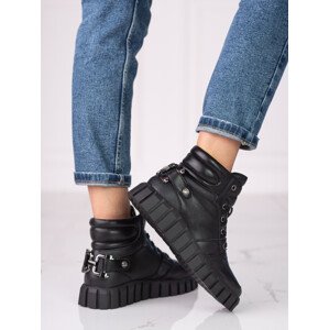 Módní  kotníčkové boty dámské černé bez podpatku  41