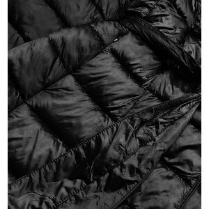 Černý prošívaný kabát s vysokým stojáčkem a kapucí (ag1-j9062b) černá 54