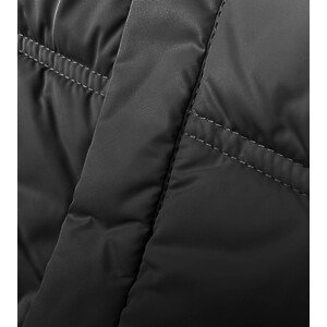 Volná černá dámská bunda s kapucí (8118) odcienie czerni M (38)