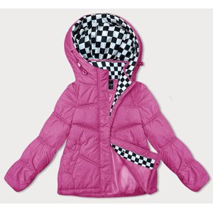 Neonově růžová volná dámská bunda s kapucí (8118) Růžová S (36)