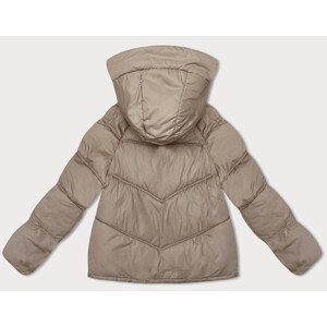 Volná béžová dámská bunda s kapucí (8118) Béžová XL (42)