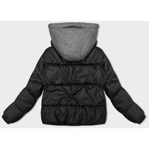 Černá dámská zimní bunda s látkovou kapucí (B8213-1) odcienie czerni S (36)